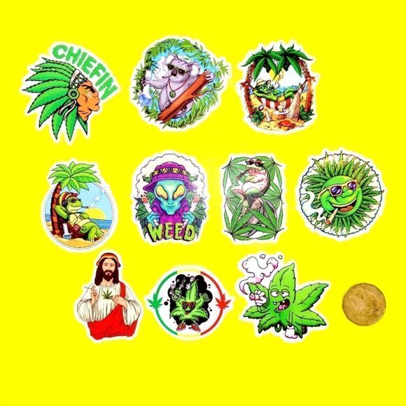 3/$20 Brand New 10x Leafs Funny Graphic Waterproof Stickers #6 - Picture 1 of 1